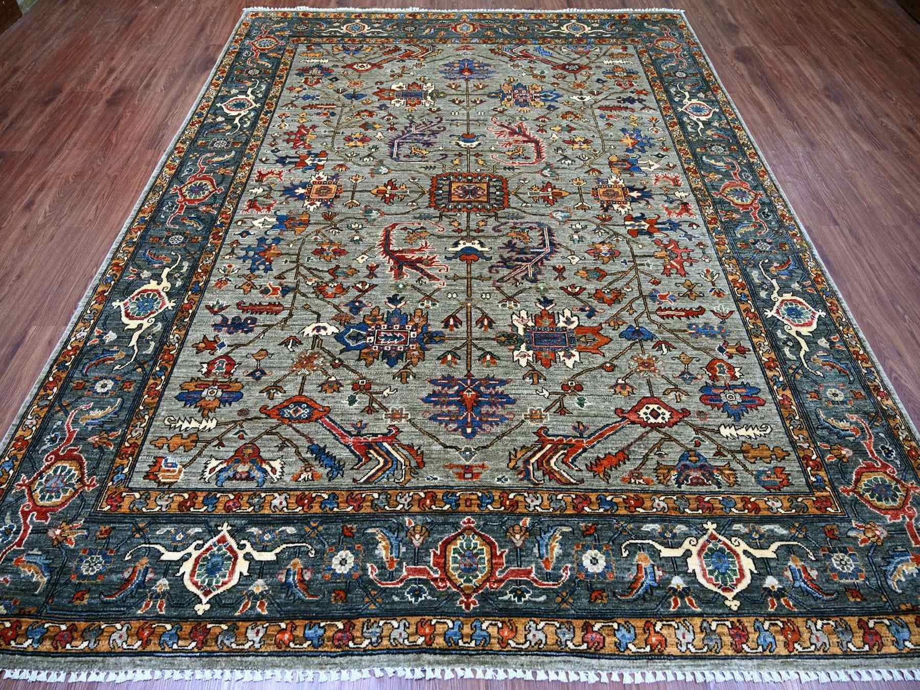 Heriz Tribal & Geometric hand-knotted wool rug in Gray & Marengo Gray, 8'1" x 10'3" — SKU O022173 (view 2)