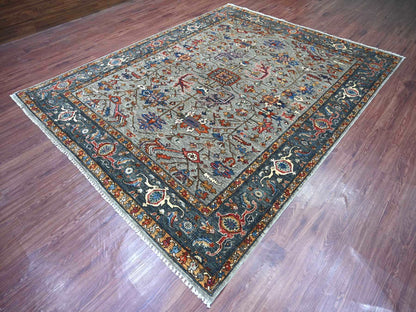 Heriz Tribal & Geometric hand-knotted wool rug in Gray & Marengo Gray, 8'1" x 10'3" — SKU O022173 (view 3)