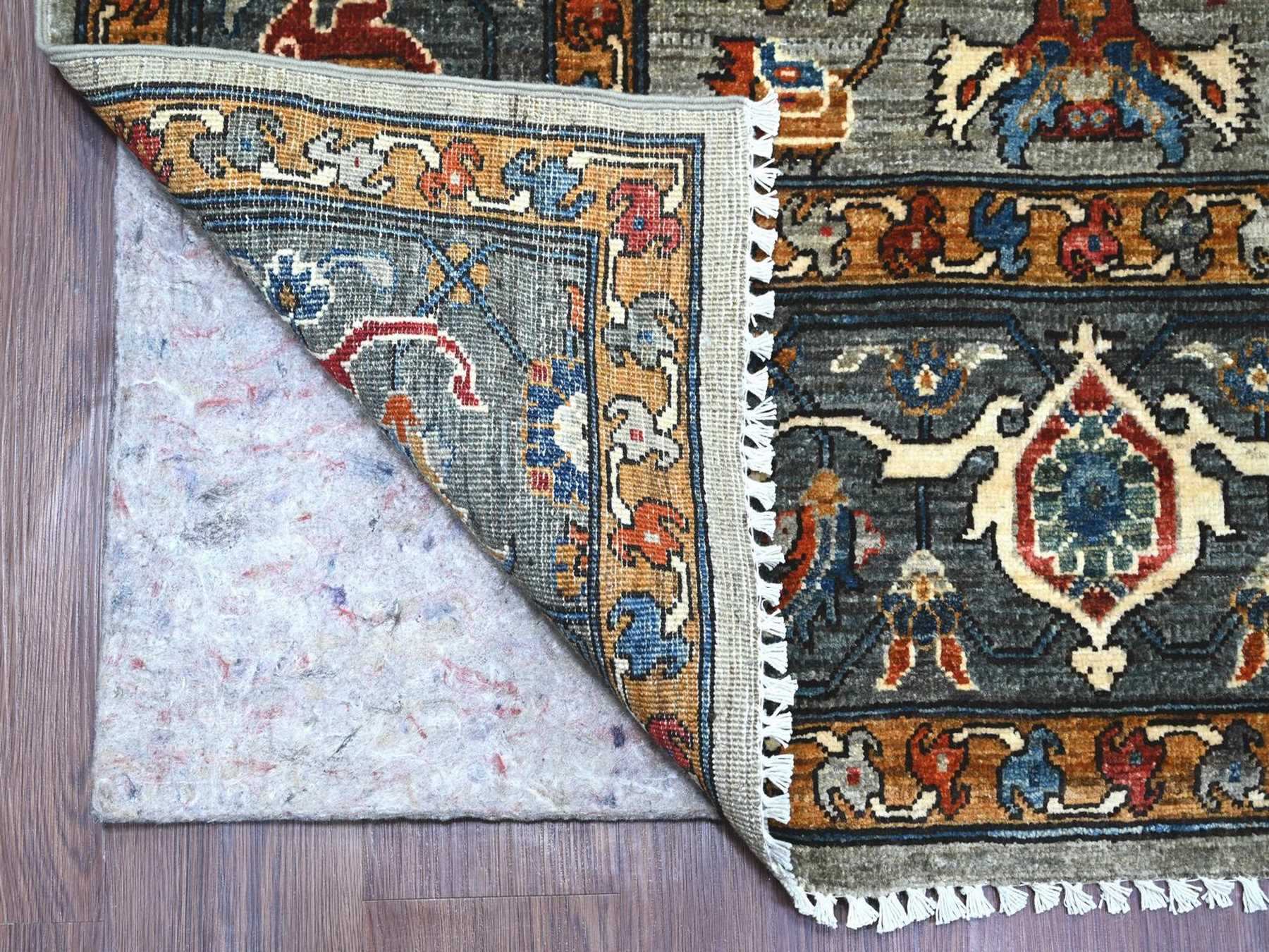 Heriz Tribal & Geometric hand-knotted wool rug in Gray & Marengo Gray, 8'1" x 10'3" — SKU O022173 (view 4)