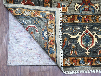 Heriz Tribal & Geometric hand-knotted wool rug in Gray & Marengo Gray, 8'1" x 10'3" — SKU O022173 (view 4)