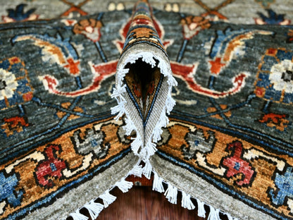 Heriz Tribal & Geometric hand-knotted wool rug in Gray & Marengo Gray, 8'1" x 10'3" — SKU O022173 (view 5)