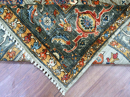 Heriz Tribal & Geometric hand-knotted wool rug in Gray & Marengo Gray, 8'1" x 10'3" — SKU O022173 (view 6)