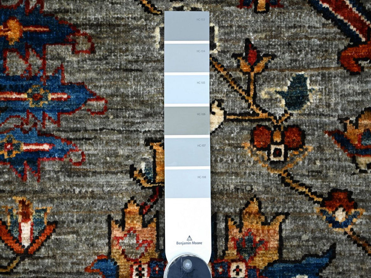 Heriz Tribal & Geometric hand-knotted wool rug in Gray & Marengo Gray, 8'1" x 10'3" — SKU O022173 (view 7)