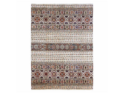 Kazak Tribal & Geometric hand-knotted wool rug in Ivory, 8'1" x 11'3" — SKU O022175