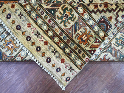 Kazak Tribal & Geometric hand-knotted wool rug in Ivory, 8'1" x 11'3" — SKU O022175 (view 6)