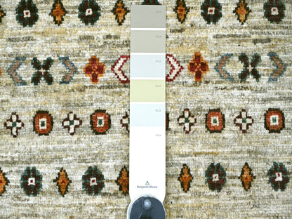 Kazak Tribal & Geometric hand-knotted wool rug in Ivory, 8'1" x 11'3" — SKU O022175 (view 7)