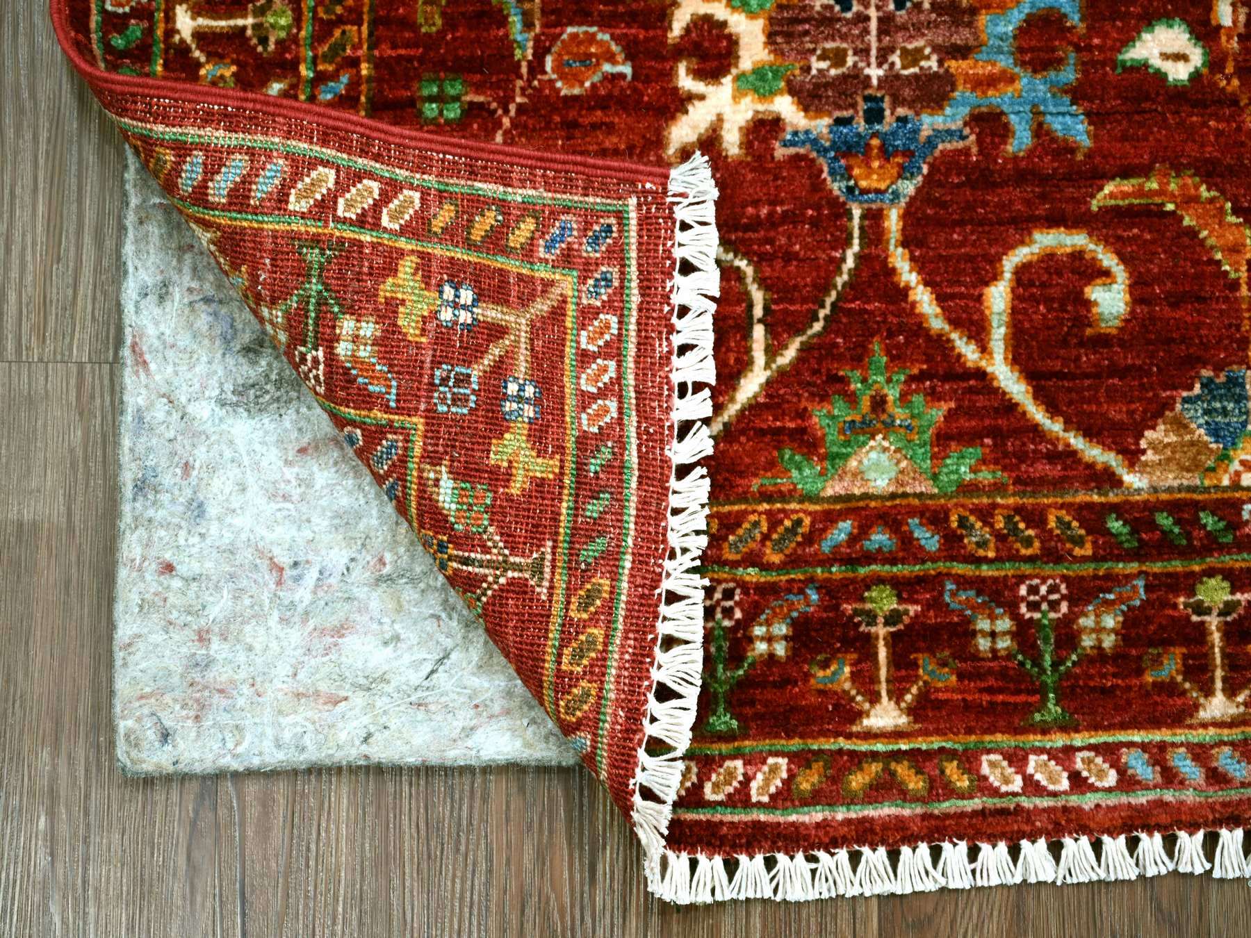 Tribal & Geometric hand-knotted wool rug in Red & Rust Red, 2'7" x 3'10" — SKU O022178 (view 2)