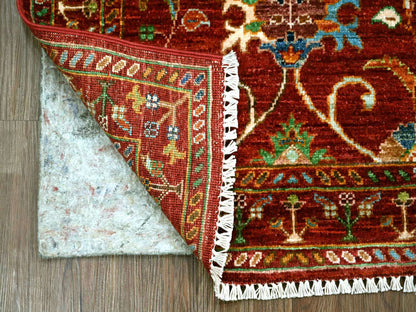 Tribal & Geometric hand-knotted wool rug in Red & Rust Red, 2'7" x 3'10" — SKU O022178 (view 2)