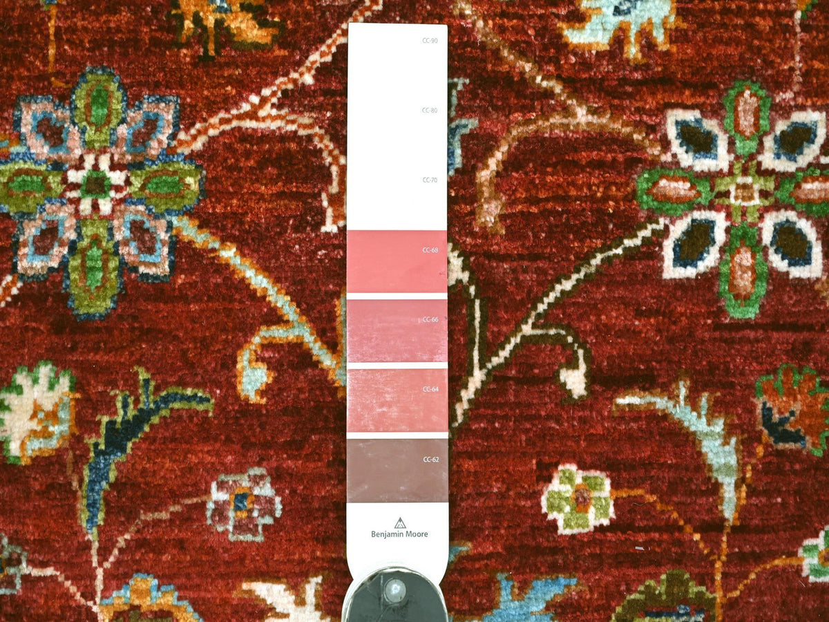 Tribal & Geometric hand-knotted wool rug in Red & Rust Red, 2'7" x 3'10" — SKU O022178 (view 3)