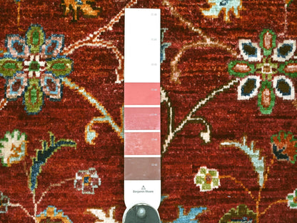Tribal & Geometric hand-knotted wool rug in Red & Rust Red, 2'7" x 3'10" — SKU O022178 (view 3)