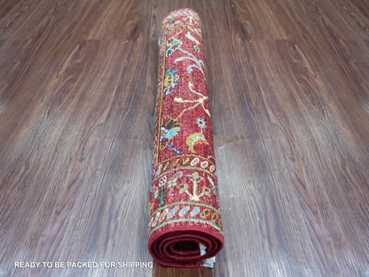 Tribal & Geometric hand-knotted wool rug in Red & Rust Red, 2'7" x 3'10" — SKU O022178 (view 4)