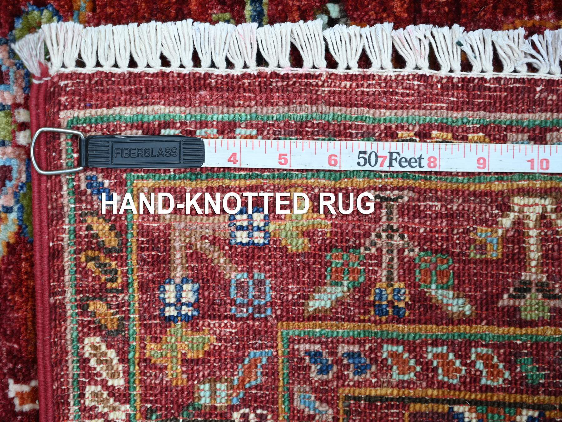 Tribal & Geometric hand-knotted wool rug in Red & Rust Red, 2'7" x 3'10" — SKU O022178 (view 6)