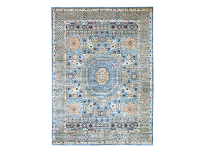 Blue 12'0" x 15'9" Mamluk Hand knotted Wool Rug - Sku: O022179