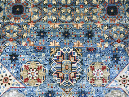 Blue 12'0" x 15'9" Mamluk Hand knotted Wool Rug - Sku: O022179