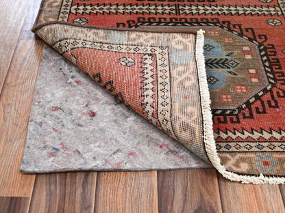 Orange 2'1" x 9'7" Vintage Hand knotted Wool Rug - Sku: O02217