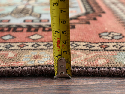 Orange 2'1" x 9'7" Vintage Hand knotted Wool Rug - Sku: O02217