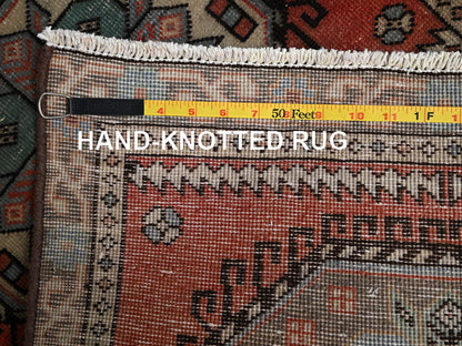 Orange 2'1" x 9'7" Vintage Hand knotted Wool Rug - Sku: O02217