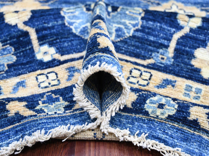 Blue 9'9" x 13'7" Oushak And Peshawar Hand knotted Wool Rug - Sku: O022182