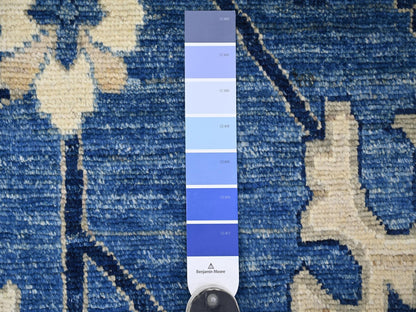 Blue 9'9" x 13'7" Oushak And Peshawar Hand knotted Wool Rug - Sku: O022182