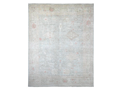 Green 11'5" x 14'7" Oushak And Peshawar Hand knotted Wool Rug - Sku: O022183