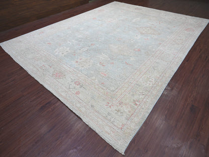 Green 11'5" x 14'7" Oushak And Peshawar Hand knotted Wool Rug - Sku: O022183