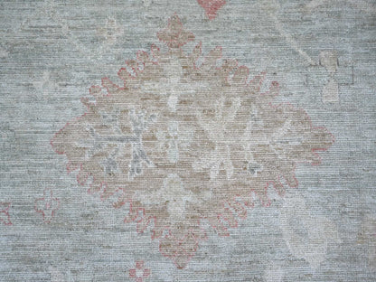 Green 11'5" x 14'7" Oushak And Peshawar Hand knotted Wool Rug - Sku: O022183