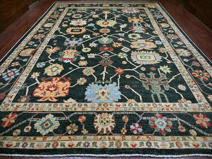 Green 12'1" x 15'7" Oushak And Peshawar Hand knotted Wool Rug - Sku: O022184