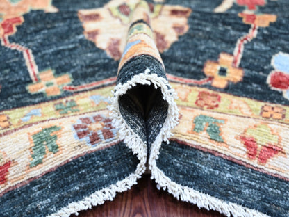 Green 12'1" x 15'7" Oushak And Peshawar Hand knotted Wool Rug - Sku: O022184