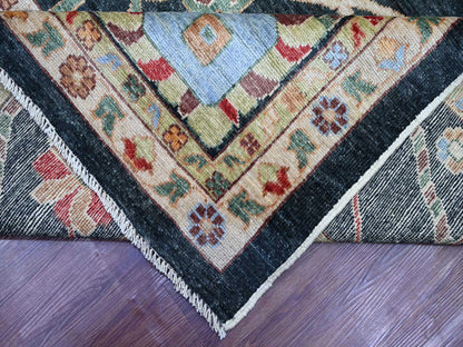 Green 12'1" x 15'7" Oushak And Peshawar Hand knotted Wool Rug - Sku: O022184