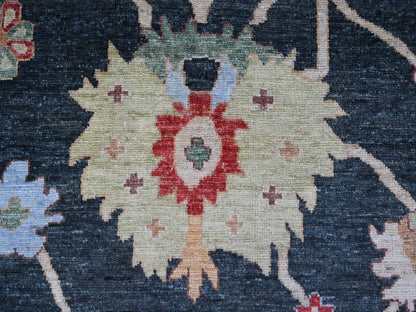 Green 12'1" x 15'7" Oushak And Peshawar Hand knotted Wool Rug - Sku: O022184