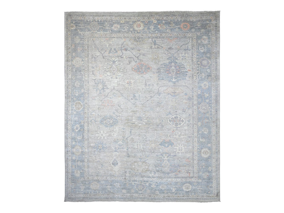 Oushak Oushak hand-knotted wool rug in Gray & Blue, 11'10" x 14'6" — SKU O022185