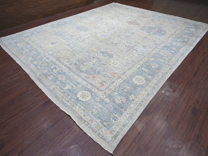 Oushak Oushak hand-knotted wool rug in Gray & Blue, 11'10" x 14'6" — SKU O022185 (view 3)