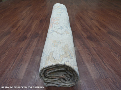 Oushak Oushak hand-knotted wool rug in Gray & Blue, 11'10" x 14'6" — SKU O022185 (view 9)