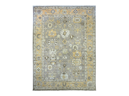 Brown 11'8" x 15'2" Oushak And Peshawar Hand knotted Wool Rug - Sku: O022186