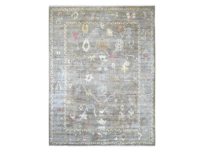 Brown 9'3" x 11'10" Oushak And Peshawar Hand knotted Wool Rug - Sku: O022187