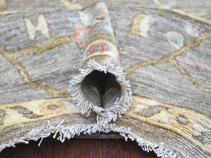 Brown 9'3" x 11'10" Oushak And Peshawar Hand knotted Wool Rug - Sku: O022187