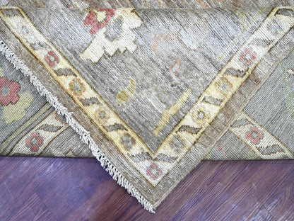 Brown 9'3" x 11'10" Oushak And Peshawar Hand knotted Wool Rug - Sku: O022187