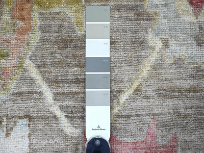 Brown 9'3" x 11'10" Oushak And Peshawar Hand knotted Wool Rug - Sku: O022187