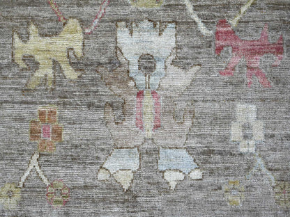 Brown 9'3" x 11'10" Oushak And Peshawar Hand knotted Wool Rug - Sku: O022187