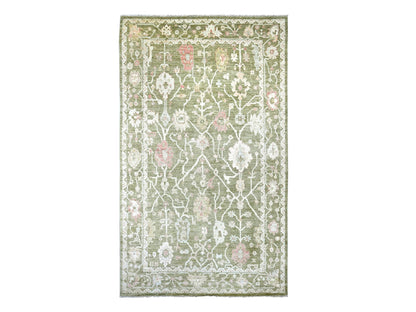 Green 7'0" x 11'10" Oushak And Peshawar Hand knotted Wool Rug - Sku: O022188