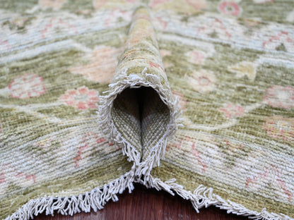 Green 7'0" x 11'10" Oushak And Peshawar Hand knotted Wool Rug - Sku: O022188