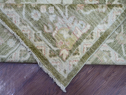 Green 7'0" x 11'10" Oushak And Peshawar Hand knotted Wool Rug - Sku: O022188