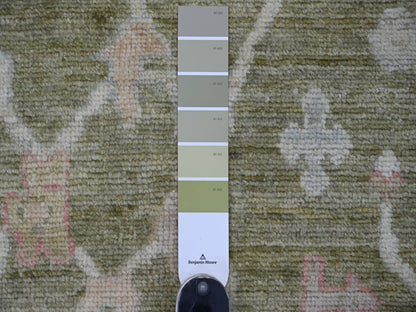Green 7'0" x 11'10" Oushak And Peshawar Hand knotted Wool Rug - Sku: O022188