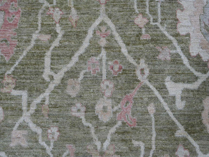 Green 7'0" x 11'10" Oushak And Peshawar Hand knotted Wool Rug - Sku: O022188