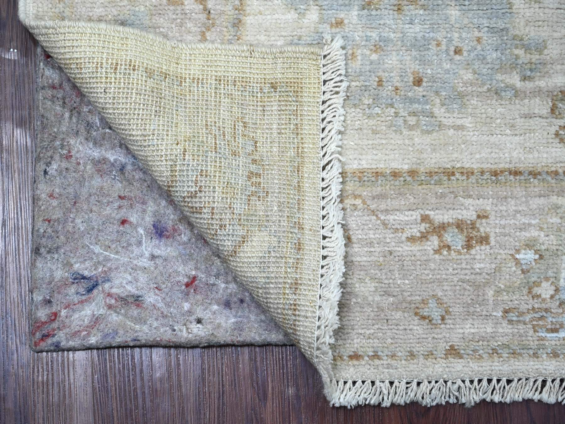 Grey 2'11" x 7'11" Oushak And Peshawar Hand knotted Wool Rug - Sku: O022191