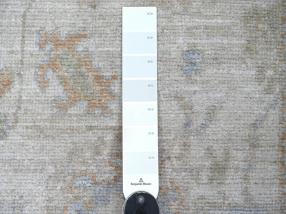 Grey 2'11" x 7'11" Oushak And Peshawar Hand knotted Wool Rug - Sku: O022191