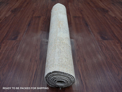 Grey 2'11" x 7'11" Oushak And Peshawar Hand knotted Wool Rug - Sku: O022191