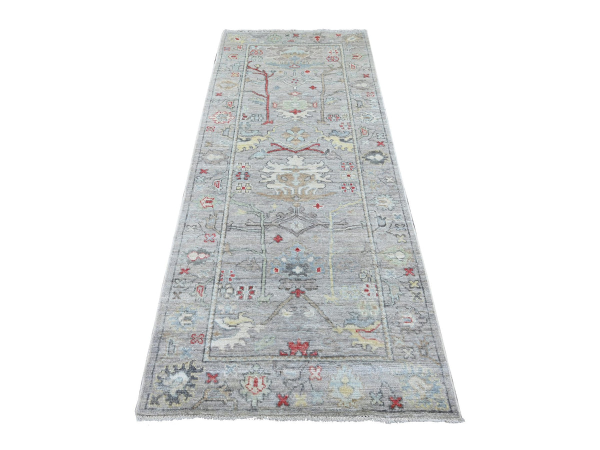 Oushak Oushak hand-knotted wool runner in Gray, 3'3" x 7'10" — SKU O022192