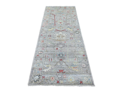 Oushak Oushak hand-knotted wool runner in Gray, 3'3" x 7'10" — SKU O022192
