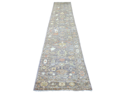 Brown 2'11" x 14'11" Oushak And Peshawar Hand knotted Wool Rug - Sku: O022194